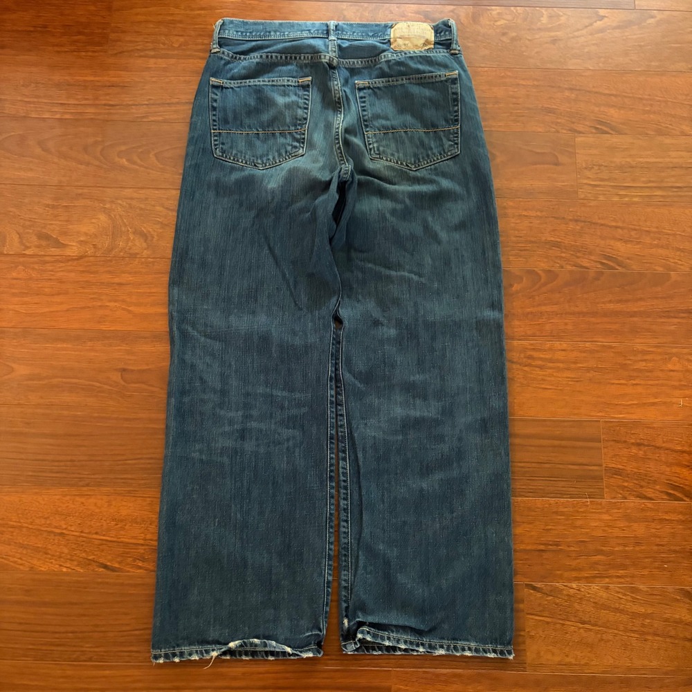 Abercrombie & Fitch Mens Baggy Fit Jeans 32x32 Blue Heavyweight Denim Wide Leg